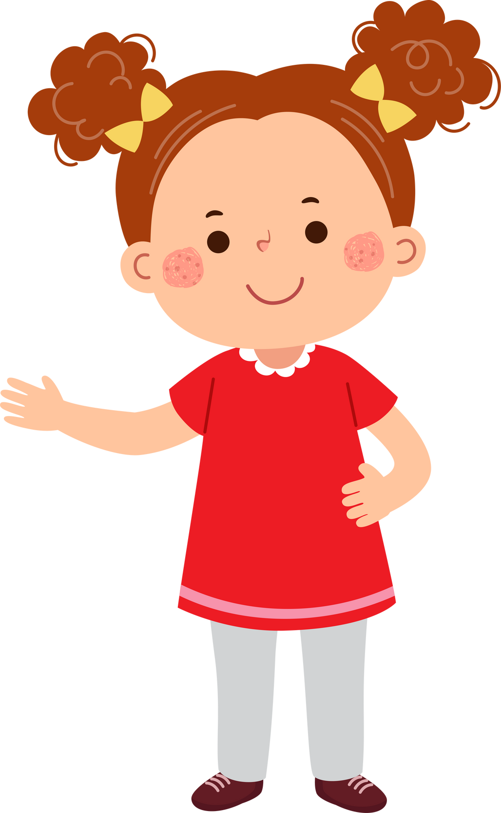 Cute Girl Standing and Raising Hand Illustration